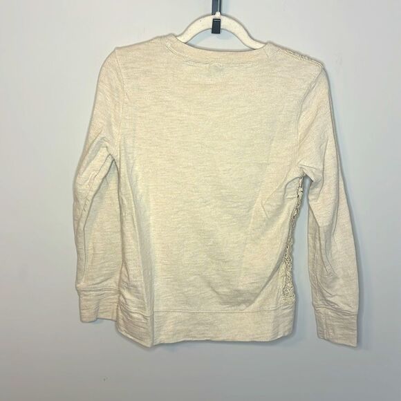 J. Crew Off White Lacy Front Long Sleeve T-Shirt S - Picture 5 of 5